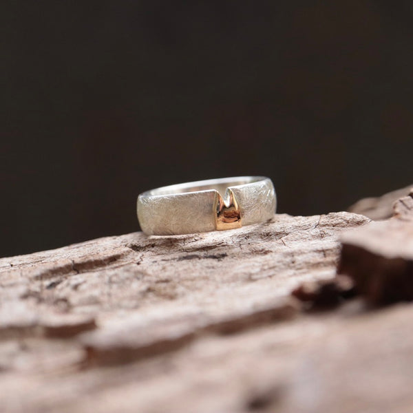 6mm Klüngel Ring mit Gelbgold Dom